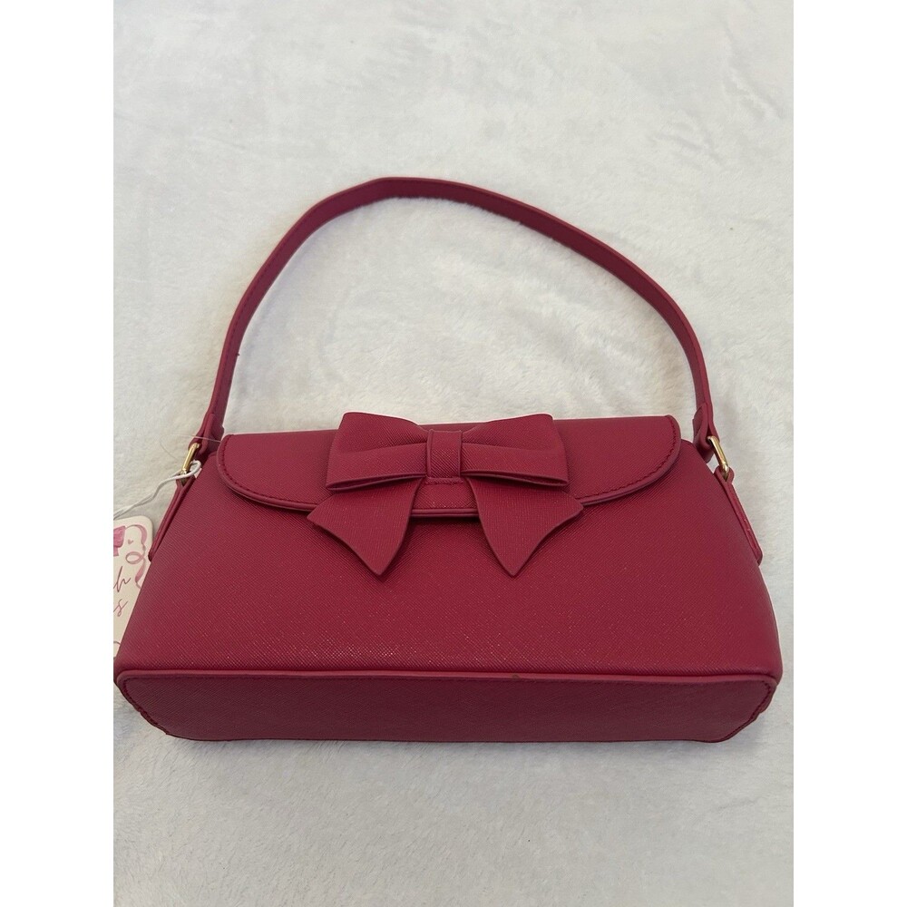 Blush Kiss Berry Dark Pink Bow Shoulder Bag Purse New With Tags